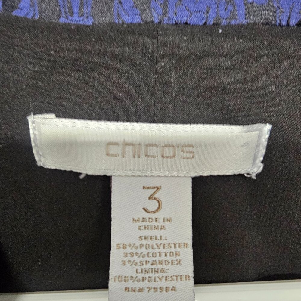 Chico's Blazer Blue Black Floral Boho Goth Retro Office Business XL - Picture 7 of 9